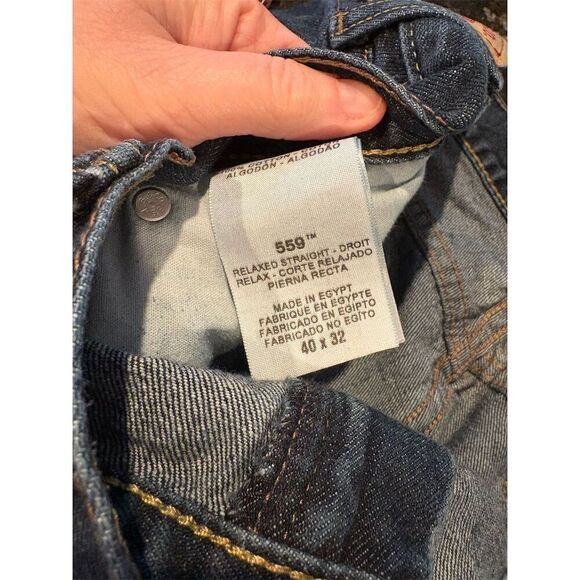 Levi's Men's 559 Relaxed Straight Jeans Blue Size 40BT 40x32 Dark Wash - Picture 11 of 11